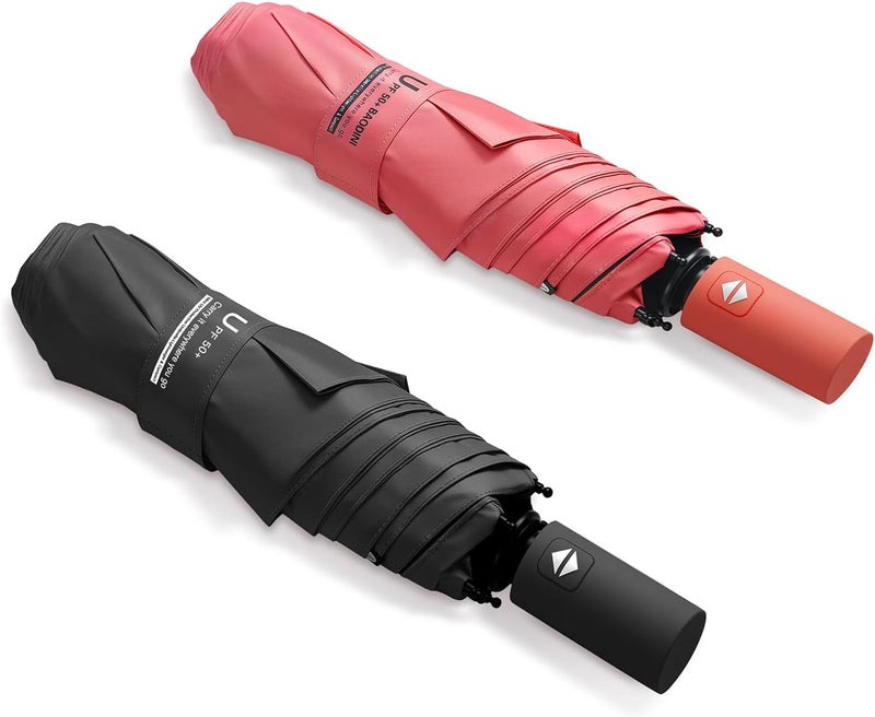 BAODINI Small UV Protection Travel Umbrella Compact for Rain and Sun UPF 50+ Windproof Portable 42 inch Umbrella for Women and Men - Image 1